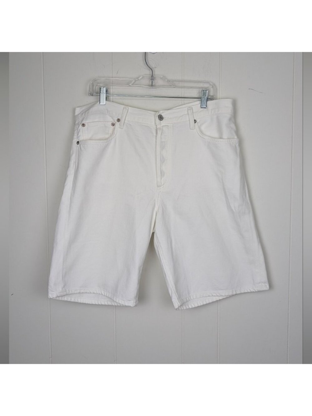 Agolde White Denim Jorts Shorts - Picture 2 of 10